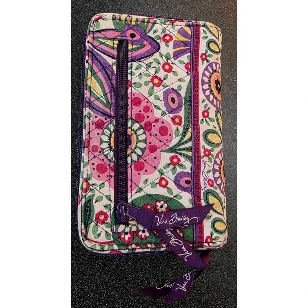 Vera Bradley Wallet‎ Viva La Vera Full Size Twist Lock Purple Lined ID Holder - Picture 2 of 7